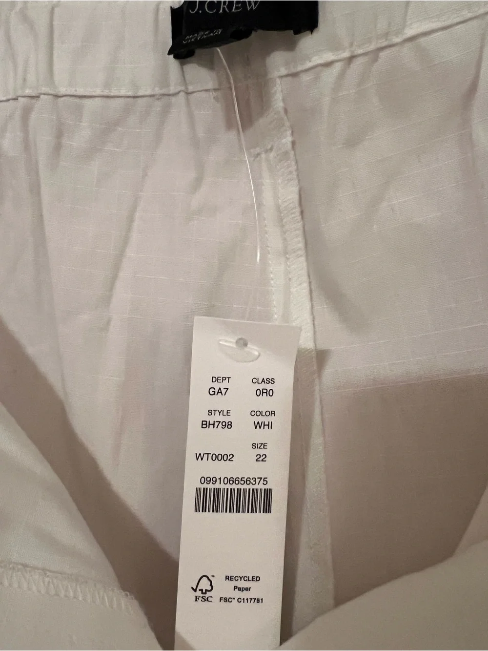 NWT J. Crew High-Rise White Paperbag Tie-Waist Pants